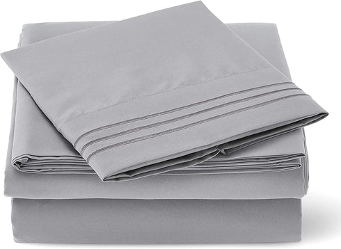 Love's cabin Twin Sheets Sets Grey, Luxury Brushed Microfiber 1800 TC Bed Sheets with 15 inch Deep Pockets, Wrinkle & Fade Resistant 3 Piece Hotel Sheets (1 Flat Sheet,1 Fitted Sheet,1 Pillow case)