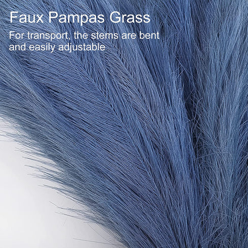 6pcs Faux Pampas Grass, 32.7"/83cm Tall Fluffy Pampas Grass Dried Plants for Vase Filler Living Room Kitchen Boho Decor Blue