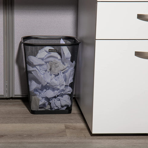 Mind Reader 2SQUAGA-BLK 2-Piece Garbage Waste Basket Recycling Bin Set, Square Metal Mesh, Black