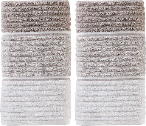 SKL Home Planet Ombre 100% Turkish Cotton Hand Towel Set, Taupe 2 Count