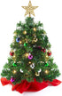 Prextex 22 Inch Tabletop Mini Christmas Tree Set with Warm-White LED Lights, Star Treetopper and Hanging Ornaments for DIY Christmas Decorations, Great Tabletop Christmas Tree