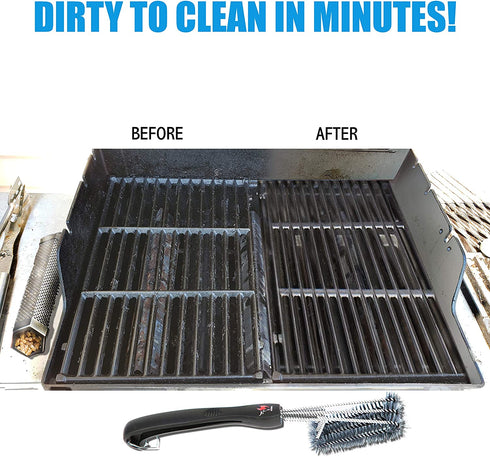 Kona 360 Clean Grill Brush - A Clean Grill in 30 Seconds Or Less - 18 inch Best BBQ Brush - Stainless Steel 3-in-1 Grill Cleaner for Effortless Cleaning