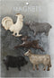 Creative Co-Op Pewter Card (Set of 5 Styles) Animal Magnets, Multicolored, 5 Count