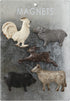 Creative Co-Op Pewter Card (Set of 5 Styles) Animal Magnets, Multicolored, 5 Count