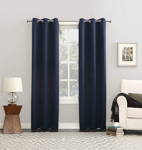 Sun Zero Easton Blackout Energy Efficient Grommet Curtain Panel, 40x95, Navy