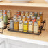 Spice Rack Cabinet Organizer, 3 Tier Expandable Pantry Display Shelf with Protection Railing (Black)