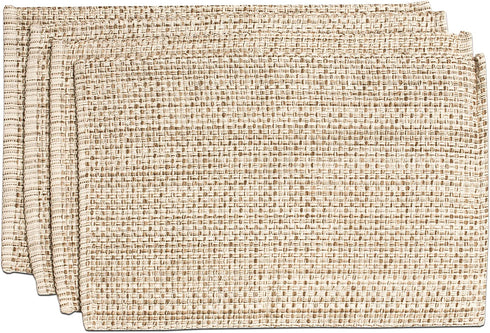 Sweet Home Collection 100% Cotton Placemats for Dining Room Rectangle Two Tone Woven Fabric 13" x 19" Soft Durable Table Mat Set, Set of 4, Eggshell