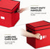 Premium Christmas Ornament storage Box with Lid - 3-inch Compartment, Storage Container Keeps 64 Holiday Ornaments and Xmas Accessories - Tear Proof 600D Oxford Fabric - 5 Year Warranty (Red)