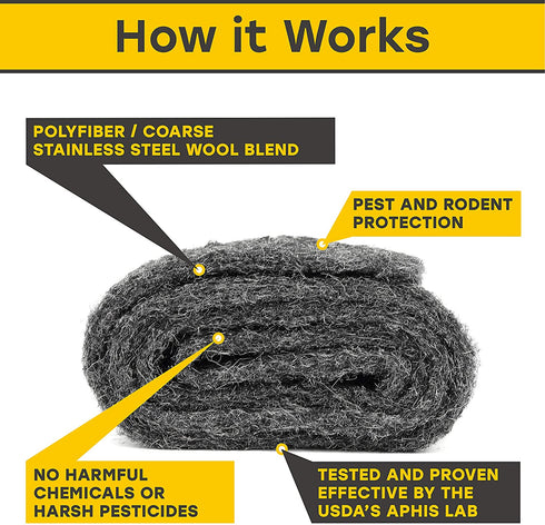 Xcluder Rodent Control Fill Fabric; Large DIY Kit; Steel Wool Blend; Protect Commercial & Residential Properties from Rats and Mice (162758A)