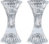 Round Base Crystal Candlesticks - 2 Pack Set - Pair of 5 Inch Pinched Fluted Cylinder Design Candle Holders - by Ner Mitzvah