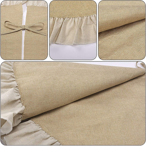 yuboo Burlap Christmas Fall Tree Skirt with Ruffle Border,48" Linen Rustic Tree Ornaments for Farmhouse Autumn Xmas Holiday Party Decorations