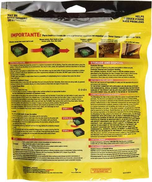 d-CON Refillable Corner Fit Mouse Poison Bait Station, 1 Trap + 20 Bait Refills