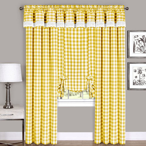 Achim Home Furnishings, Yellow & White Buffalo Check Window Curtain Valance, 58" x 14"
