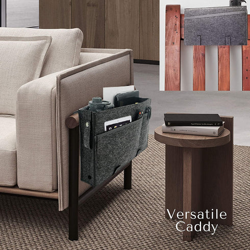 W Design Bedside Caddy, Bed Caddy for College Dorm Room, Bedside Organizer with 2 Heavy Duty Straps Fits Bunk Bed, Bedframe, Sofa, Bedside Pocket for Hospital Bed, Easy DIY Installation.