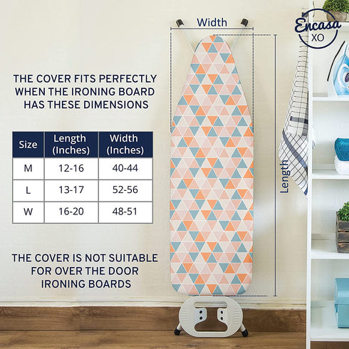 Encasa Homes Replacement Ironing Board Cover with Extra Thick Pad, Made in India, Standard (Fits Wide Boards 18 x 49 inch) Elasticated, Scorch Resistant, Durable - Blocks