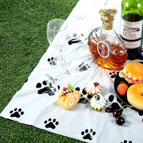 2 Pieces Puppy Paw Print Plastic Tablecloth Disposable Table Cover Puppy Themed Birthday Party Decorations for Dog Party Supplies (71 Inch x 54 Inch)