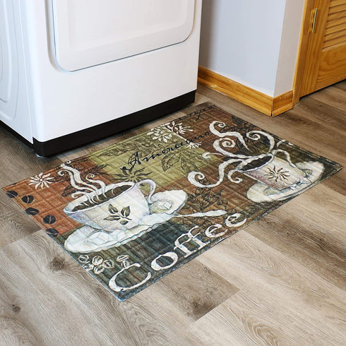 Sunnydaze Kitchen Floor Mat - 23 Inches L x 35 Inches W - Decorative Indoor Rubber and Polyester Mat - Ideal for Kitchen Laundry Room Office or Entryway - Coffee