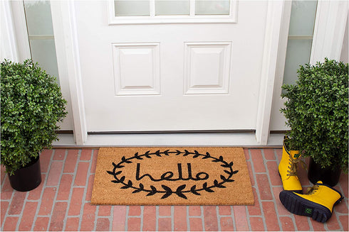 Calloway Mills 121811729 Calico Hello Doormat, 17" x 29", Natural/Black