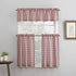 No. 918 Parkham Farmhouse Plaid Semi-Sheer Rod Pocket Kitchen Curtain Valance and Tiers Set, 54 in x 24 in (3 Piece, Red/White