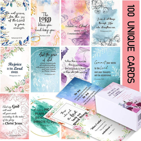 100 Prayer Cards for Women with Assorted Bible Verses, Mini Scripture Cards for Women’s Bible Studies, Inspirational Religious Christian Gifts for Women