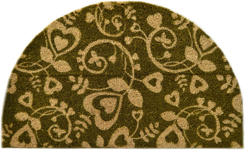 Imports Decor Half Round Vinyl Back Coir Doormat, Heart Swirls, 18-Inch by 30-Inch
