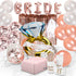Bachelorette Party Decorations | Bridal Shower Supplies Kit - Bride To Be Sash, Cups, Straws, Veil, Banner, Balloons, Rose Gold Curtains & Decor Accessories