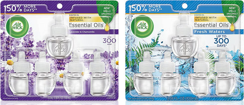 Air Wick Plug in Scented Oil 5 Refills, Lavender & Chamomile, Essential Oils, Air Freshener and Air Wick Plug in Scented Oil 5 Refills, Fresh Waters, (5x0.67oz), Essential Oils, Air Freshener