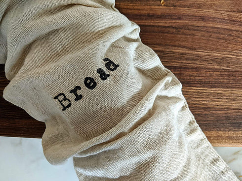 Montecito Home Combo Set of One 12"x15" Boule and One 6"x26" Baguette Farmhouse Natural Linen Bread Bags, Reusable Drawstring Bag for Homemade Bread Storage, Perfect for Bakers, House Warming, Etc.