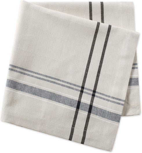DII Kitchen Essentials Everyday French Stripe Tabletop Collection, Napkin Set, 20x20, Taupe/Black, 6 Piece