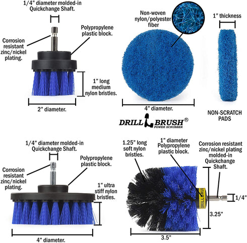 Drillbrush - Drill Brush Power Scrubber - Shower Scrub Brush - Cordless Tile Cleaner - Scrubber Cleaning Kit - Scrub Driver - Bathroom Cleaner Pads - Porcelain Sink Cleaner - Bathtub Stain Cleaner