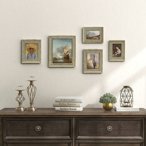 Afuly 5x7 Vintage Picture Frame Antique Photo Frames Retro Green and Gold Singleton Glass Tabletop Display Wall Mount Wedding Gifts Unique Gifts for Grandma