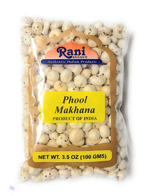 Rani Jumbo Phool Makhana (Fox Nut/Popped Lotus Seed) Plain Raw Uncooked 3.5oz (100g) ~ All Natural | Vegan | No Colors | Gluten Friendly | NON-GMO | Indian Origin