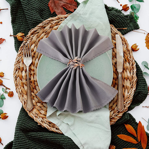 Thanksgiving 12 Pieces Leaf Napkin Ring Holder Leaves Napkin Buckle Fall Napkin Ring Metal Rhinestone Napkin Rings Serviette Buckle for Thanksgiving Christmas Wedding Dinner Holiday Decor (Rose Gold)