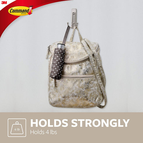 Command Large Wall hooks, 2 Pack, Brushed Nickel, Organize Damage-Free