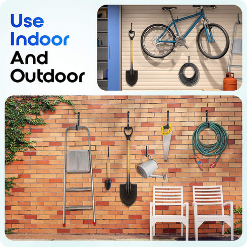 12 pack Heavy-Duty Storage Hooks - Combo Set of 6 Extra-Wide Bike Hooks + 6 Garage Utility Hooks in 3 Sizes - Organize Bikes, Ladders & Tools, for Ceiling & Wall Mounts + Screws & Anchors By Inovastik