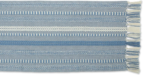 DII Farmhouse Braided Stripe Table Runner Collection, 15x72, Stonewash Blue