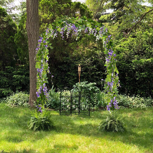 4Pcs 6.6Ft/Piece Artificial Flowers Silk Wisteria Garland-DearHouse Artificial Wisteria Vine Rattan Silk Hanging Flower for Home Garden Outdoor Ceremony Wedding Arch Floral Decor(Light Purple)