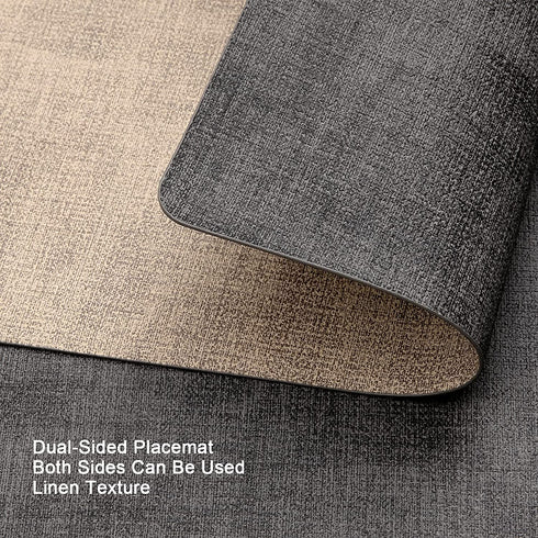 Myir JUN Placemats Dual Sided, Faux Leather Place Mats Set of 4 Indoor Placemats for Dining Table Outdoor Placemats Manteles Individuales Square Non-Slip Washable Table mats (Gray Beige, Square)