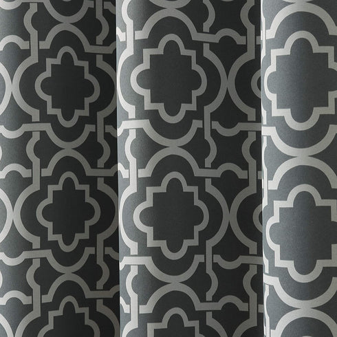 Sun Zero Barnett Trellis Blackout Grommet Curtain Panel, 40 in x 84, Gray