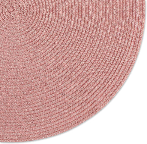 DII Classic Woven Tabletop Collection, Indoor/Outdoor Placemat Set, Round, 15" Diameter, Pink Sorbet, 6 Piece