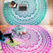 Folkulture Round Mandala Tapestry or Beach Blanket, Set of 2 Hippie Boho Mandala Tapestry, Indian Circle Tablecloth or Rug, Large Cotton Bohemian Yoga Mat for Meditation - 72 Inches, Green and Pink