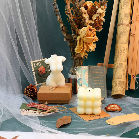 Bubble Candle Soy Wax Scented Candle Hand Poured Scented Candle and Female Body Shaped Candle Handmade Candle Decorative Candle for Bedroom Bathroom Wedding (White)