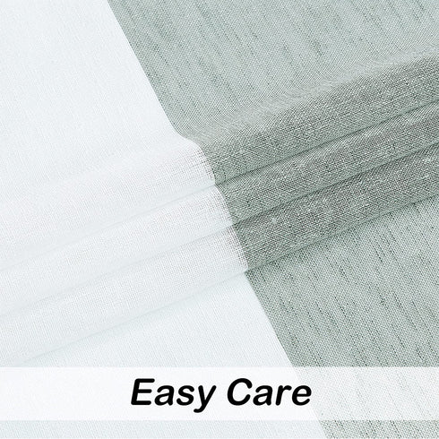 Central Park Sage Green White Stripe Sheer Color Block Window Curtain Panel Pairs Linen Drape Treatment for Bedroom Living Room Farmhouse 95 inches Long with Rod Pocket,2 Panel Rustic Living Panels