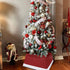 Blissun Fabric Christmas Tree Collar, Square Christmas Tree Ring, Willow Christmas Tree Skirt for Christmas Tree Decorations (Red & White)