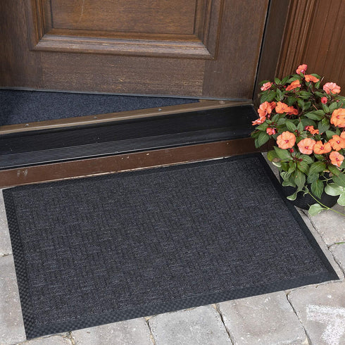 Ottomanson RDM Rubber Doormat, 24 in x 36 in, Charcoal