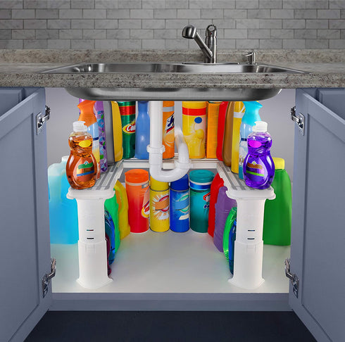 Spicy Shelf Expandable Under Sink Organizer and Storage I Bathroom Under the Sink Organizer Kitchen Under Sink Shelf I Cleaning Supplies Organizer Under Sink Storage I EXPANDABLE HEIGHT DEPTH & WIDTH