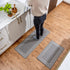 KitchenLit Kitchen Mat (2 PCS), Cushioned Anti Fatigue Kitchen Rug, Stainproof Kitchen Rugs and Mats Non Skid Washable, Memory Foam Kitchen Rug Set, Heavy Duty Black Rugs for Kitchen, Office (Edge)