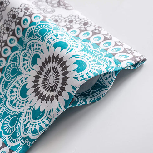 DriftAway Bella Medallion Pattern Room Darkening Rod Pocket Window Curtain Valance 52 Inch by 14 Inch Aqua and Gray