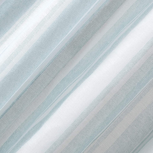 Archaeo Ticking Stripe Textured Cotton Blend Sheer Curtain, 54" x 63", Aqua/White
