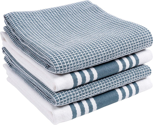 KAF Home Kitchen Towels, Set of 4 Absorbent, Durable and Soft Towels | Perfect for Kitchen Messes and Drying Dishes, 18 x 28 Inches, Blue